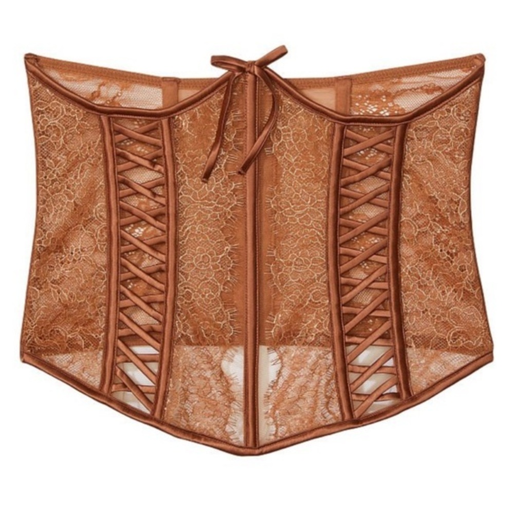 Victoria’s Secret Open Cup Golden Brown Lace Up Corset | Large